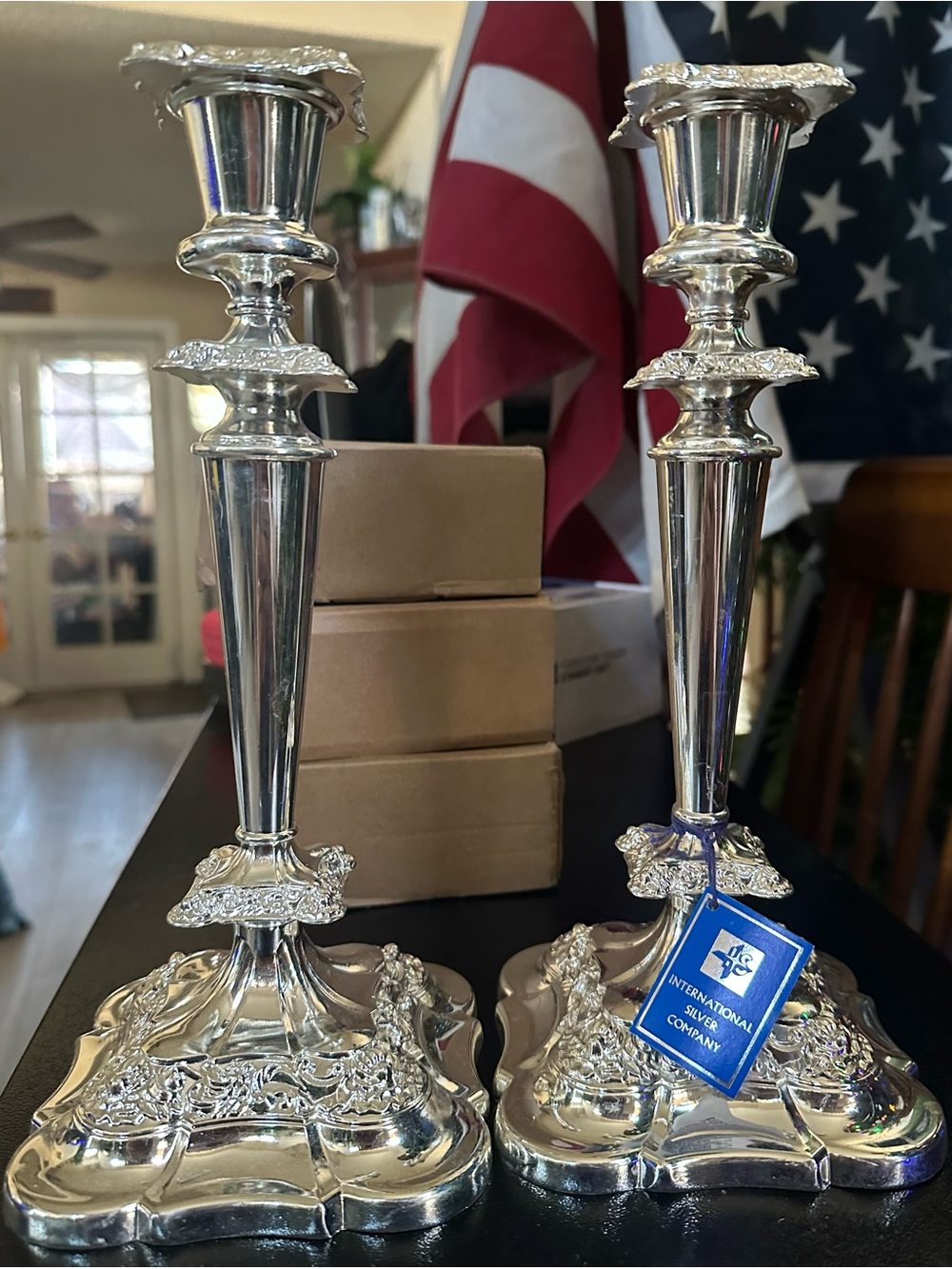Silver Pair Ornate Candle Holders - Decorative Home Accent